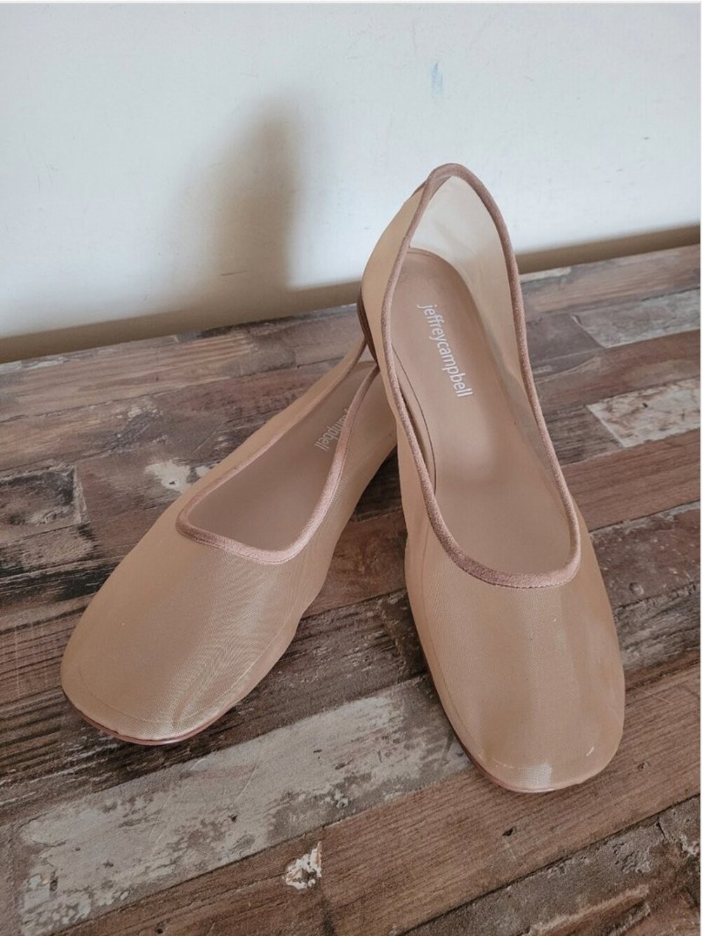 Free People Jeffrey Campbell Ballet Mesh See Through Flats Beige Shoes size 8 - Picture 5 of 8